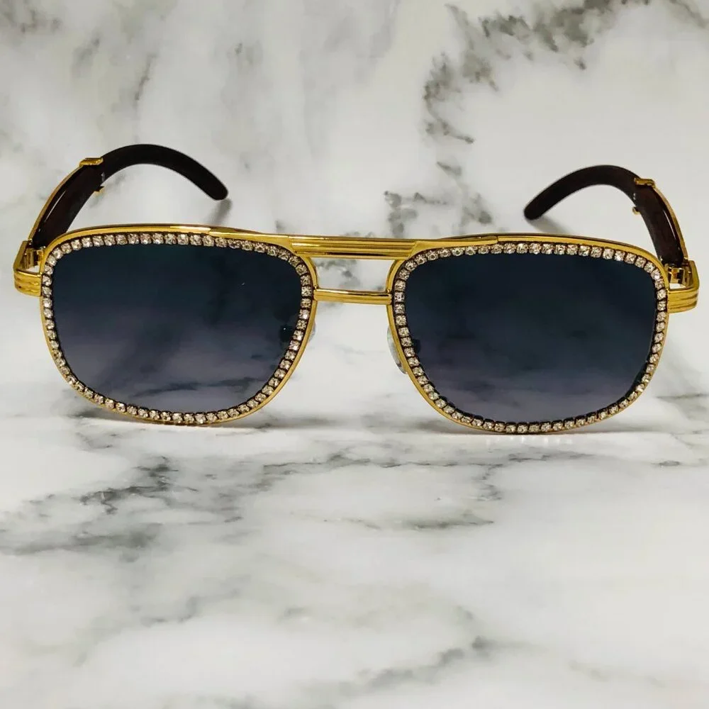 Men Women Sunglasses Fashion‎ Hip Hop Style Diamond Bling IceOut Shades Gold